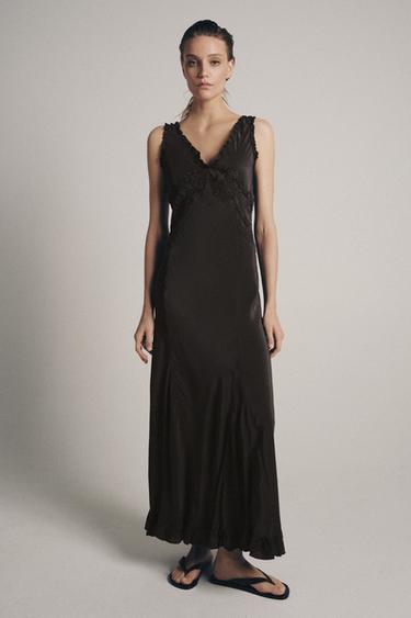ROBE LONGUE BRODERIES ZW COLLECTION - Gris anthracite de Zara - Image 3