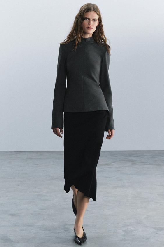 TOP WITH SHOULDER PADS - Grey by Zara - Image 0