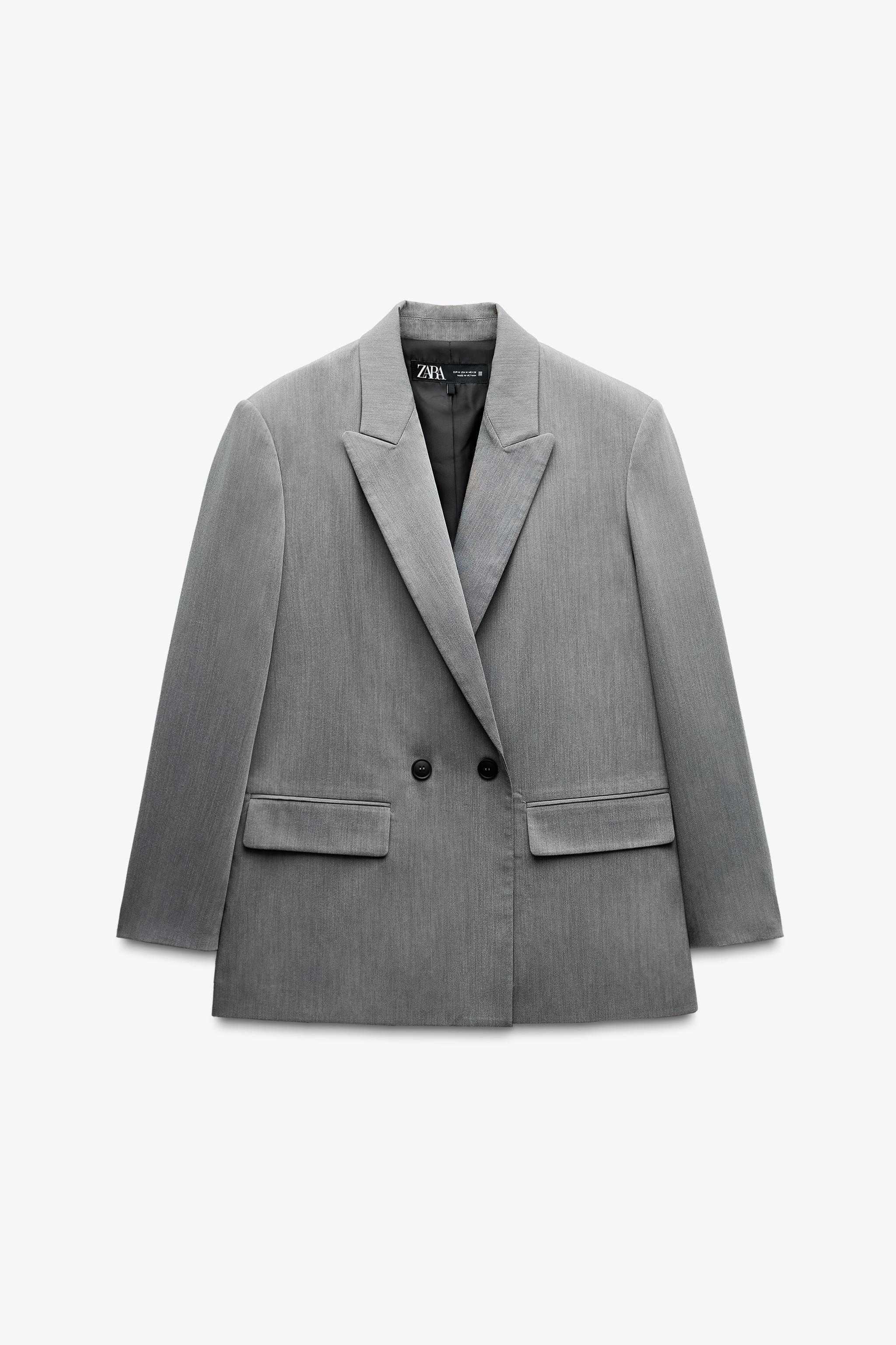 OVERSIZE DOUBLE-BREASTED BLAZER - Grey marl | ZARA New Zealand OVERSIZE DOUBLE-BREASTED BLAZER - Grey marl | ZARA New Zealand