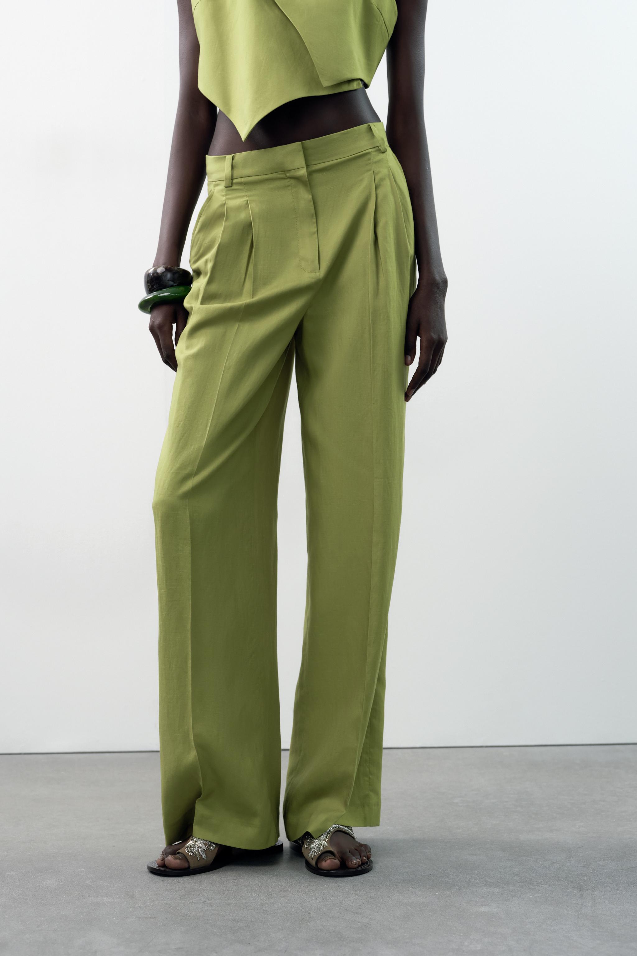 Pantalones verdes mujer fashion zara