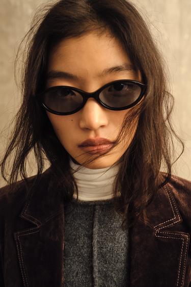 Zara 橢圓形太陽眼鏡 - 黑色