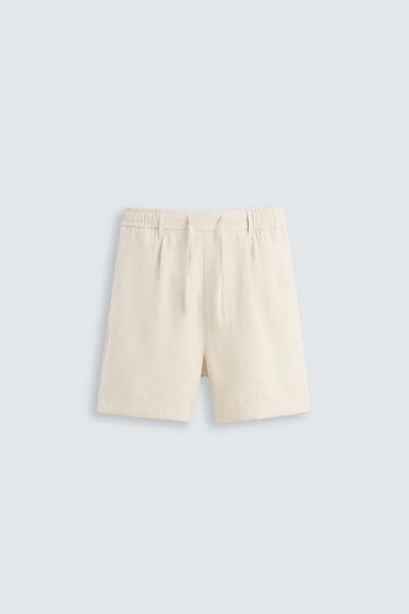 Zara SHORT REGULAR FIT SHORTS - Ecru