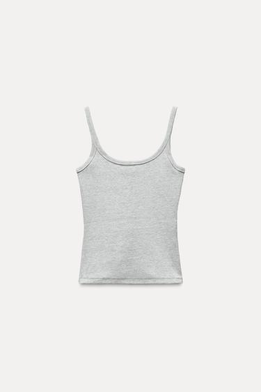CAMISETA COM ALÇAS - Cinza-vigoré da Zara