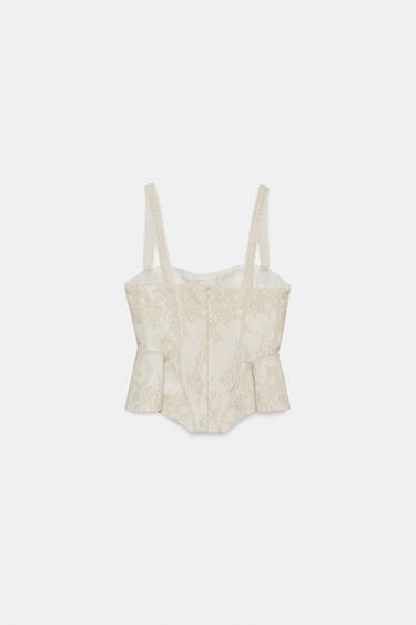 ZW COLLECTION LACE CORSETRY-INSPIRED TOP - Ecru by Zara - Image 4