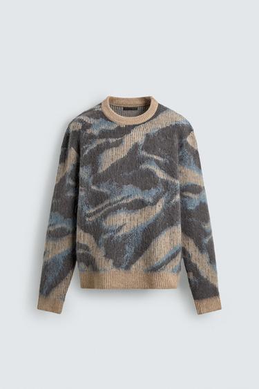 JERSEY JACQUARD ABSTRACTO TEXTURA CEPILLADO - BLUE UTOPIA de Zara