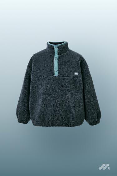 TEDDYFELL-PULLOVER MIT GUMMIERTEM LOGO - Blau von Zara