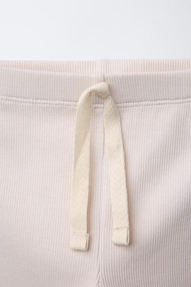 RIBBED LACE TRIM LEGGINGS - Ecru by Zara - Image 2