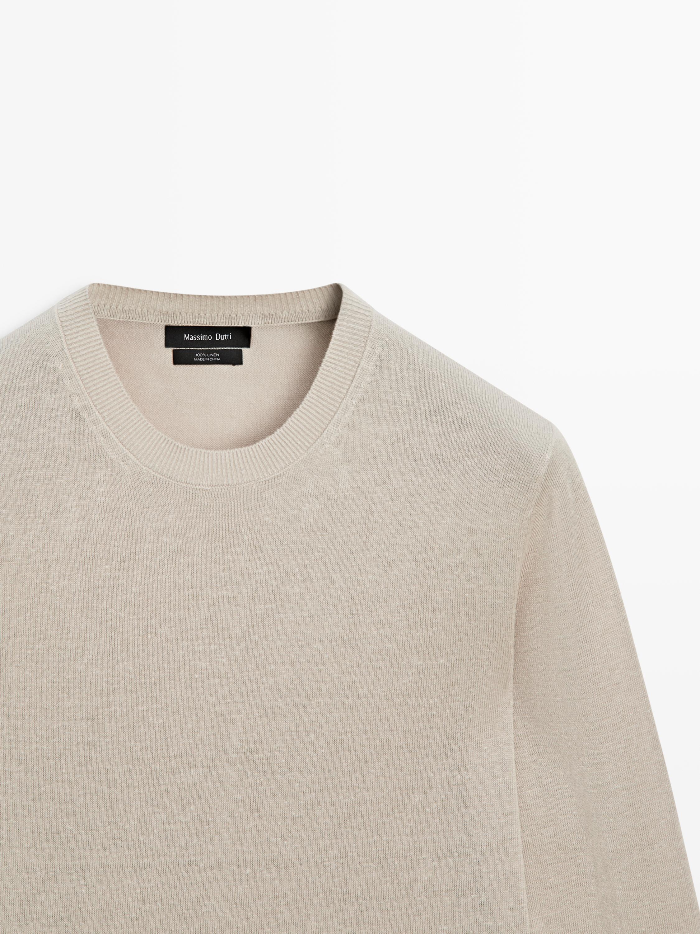 Pull en maille 100 % lin à col rond