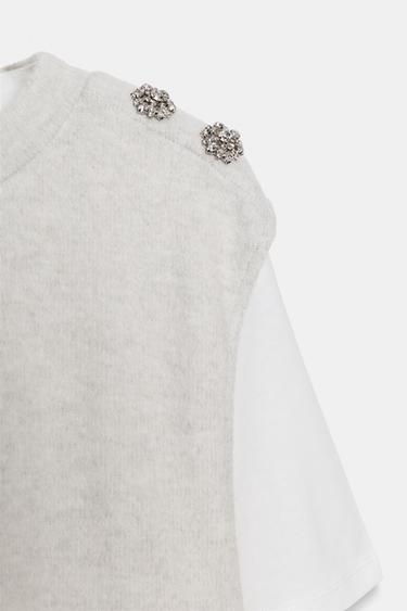 TOP BIMATIÈRE À BIJOU - Beige de Zara - Image 8