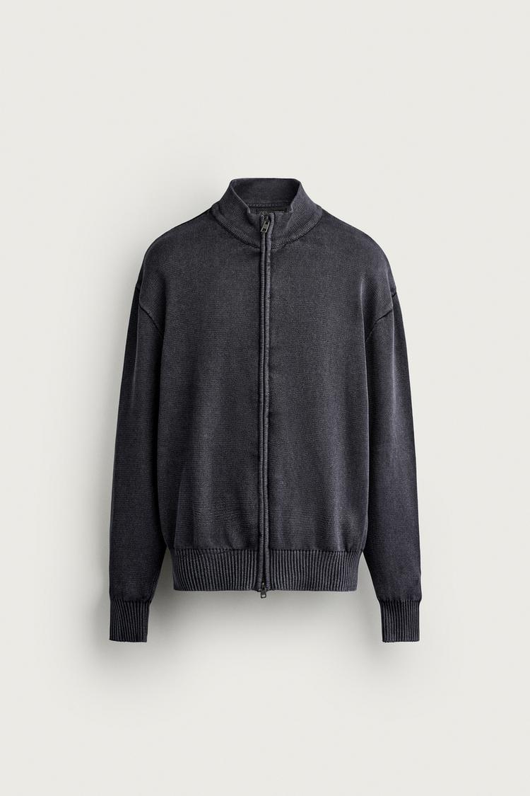 WASHED ZIP CARDIGAN
