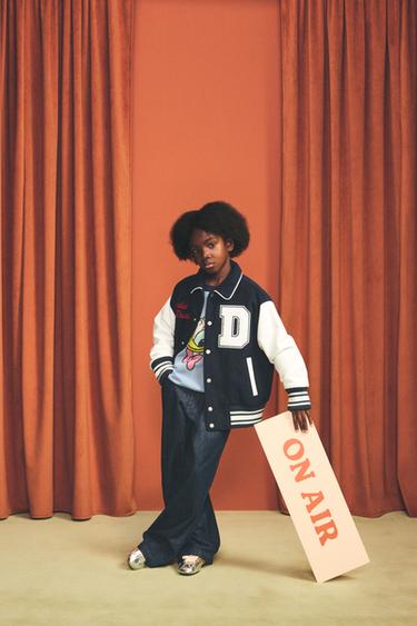 Zara DONALD DUCK EMBROIDERED VARSITY BOMBER JACKET HARRY LAMBERT FOR ZARA X DISNEY - Navy blue