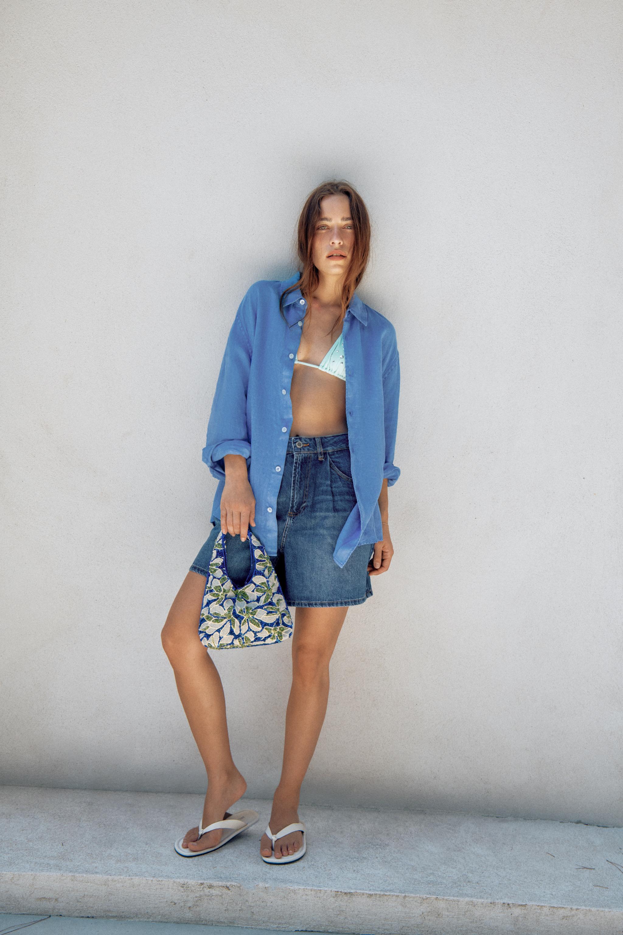 Женские шорты Zara ZW COLLECTION HIGH-WAIST DENIM SHORTS — фото 2