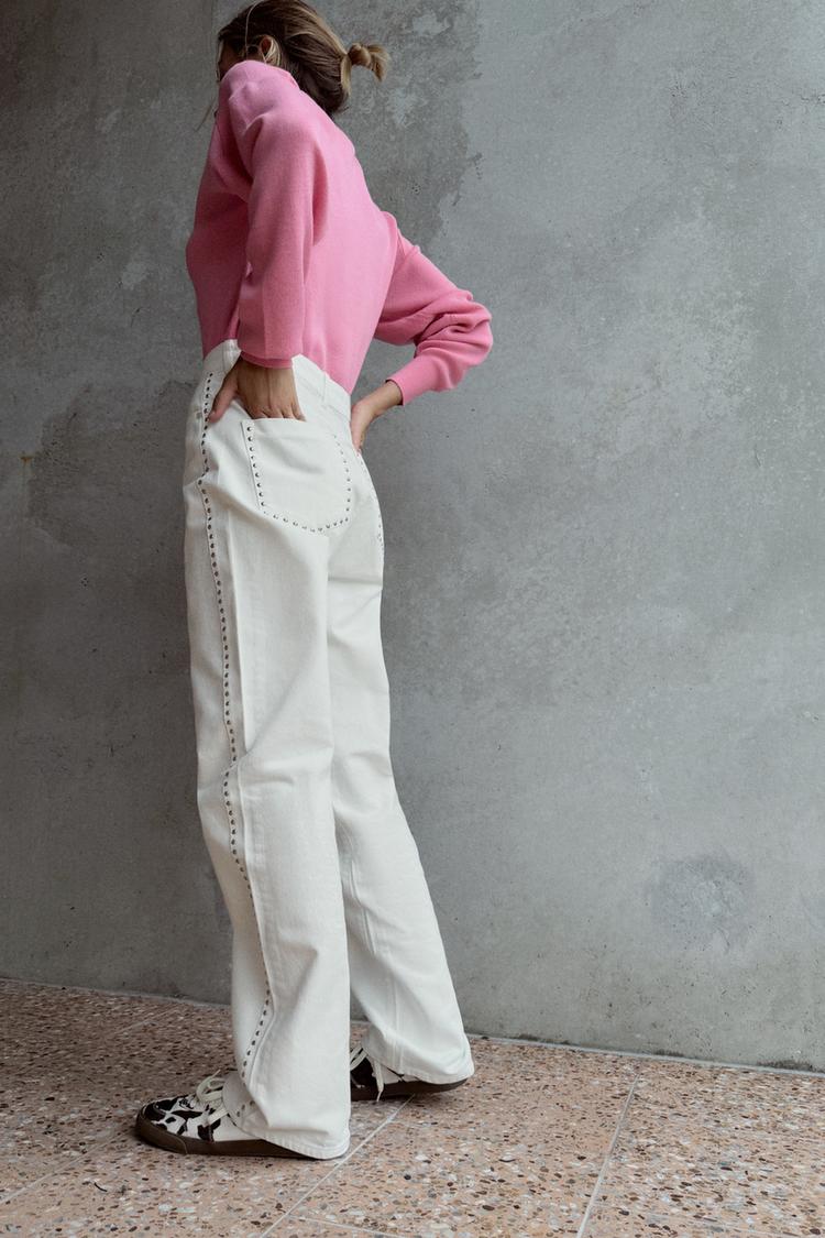 Pantalon Tiro Pantalones Altos De Cintura Zara Pantalones Anchos