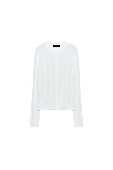 POINTELLE LACE CARDIGAN - White by Zara
