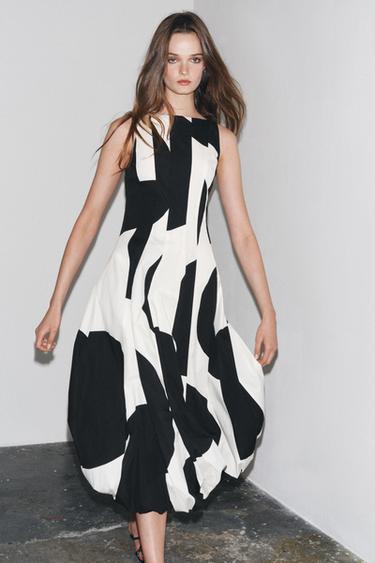 ZW COLLECTION POLKA DOT BALLOON DRESS - Black / White by Zara