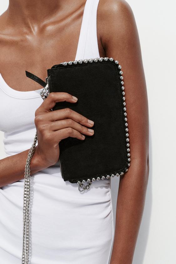 CARTERA BANDOLERA TACHAS - Negro de Zara - Imagen 0
