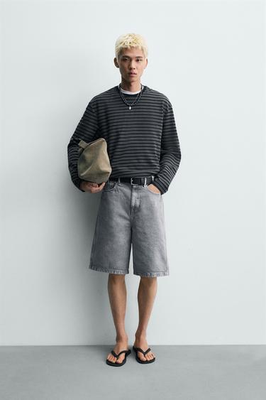 Zara BAGGY FIT SHORTS - Faded blue