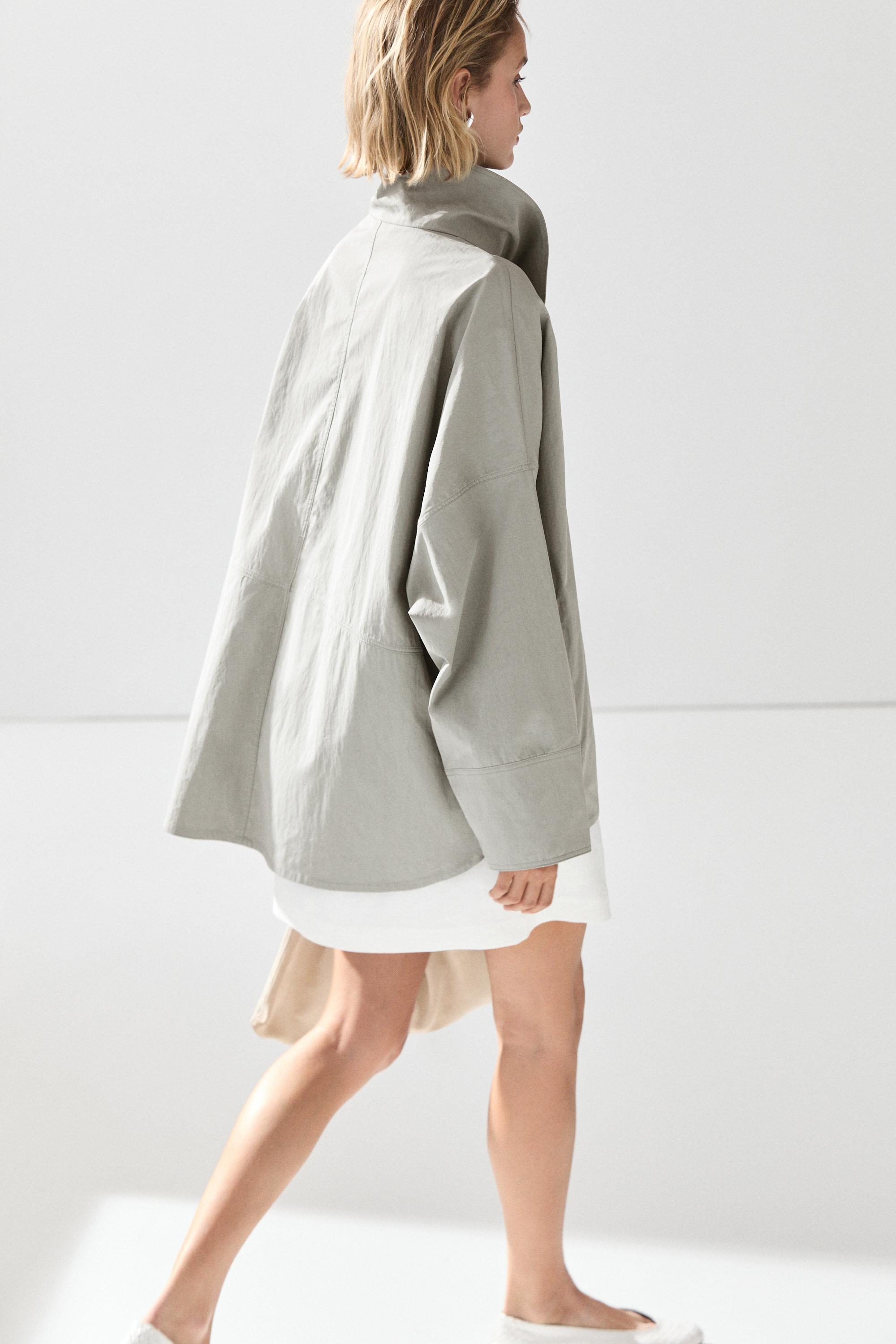 Veste col montant en coton mélangé