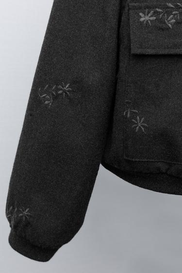 BLOUSON BOMBER À FLEURS BRODÉES - Anthracite foncé de Zara - Image 5