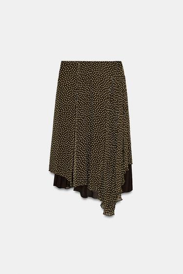 JUPE ASYMÉTRIQUE À POIS ZW COLLECTION - Marron de Zara - Image 4