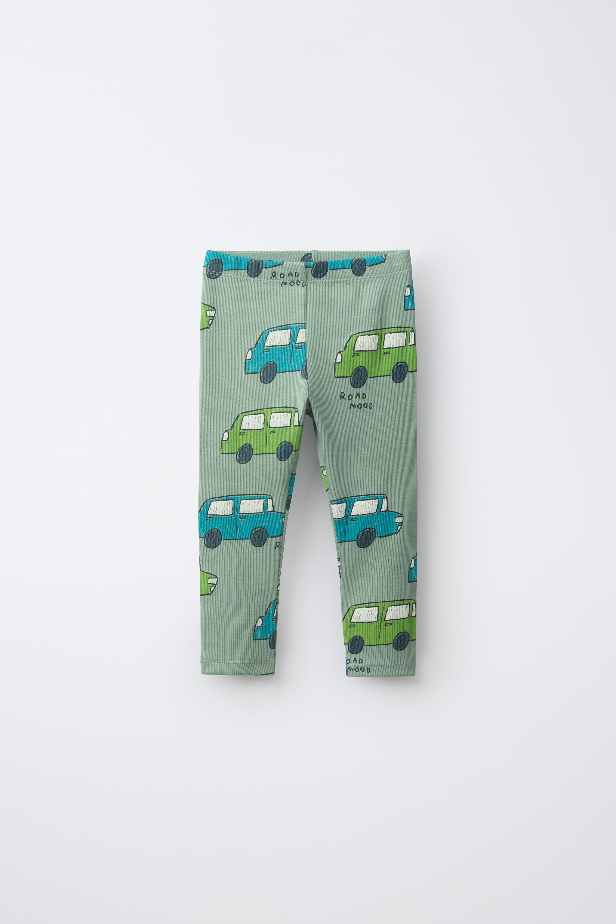 CAR PRINT LEGGINGS — Light green