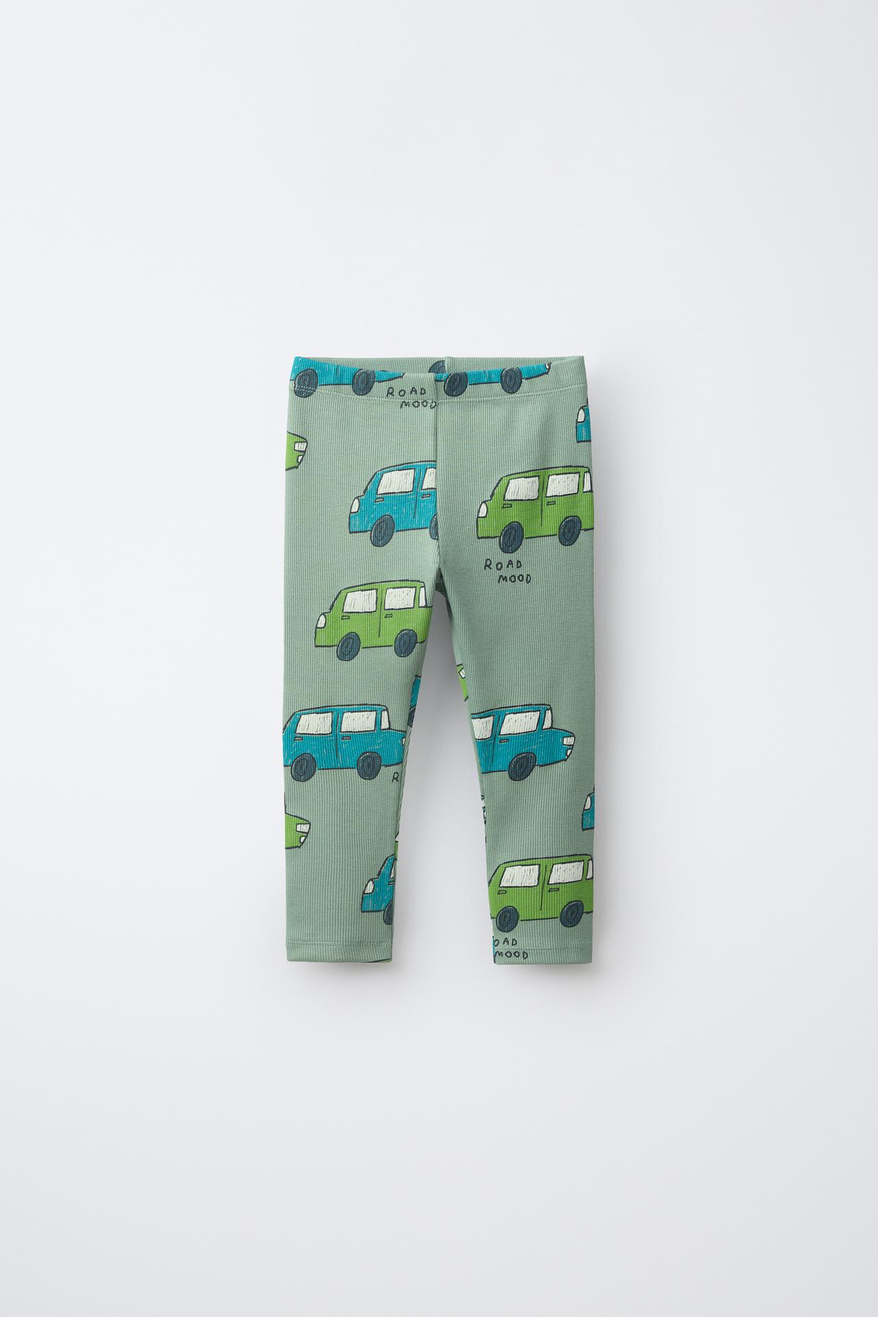 CAR PRINT LEGGINGS — Light green