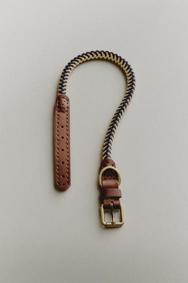 COLOURED CORD DOG COLLAR - Blue by Zara