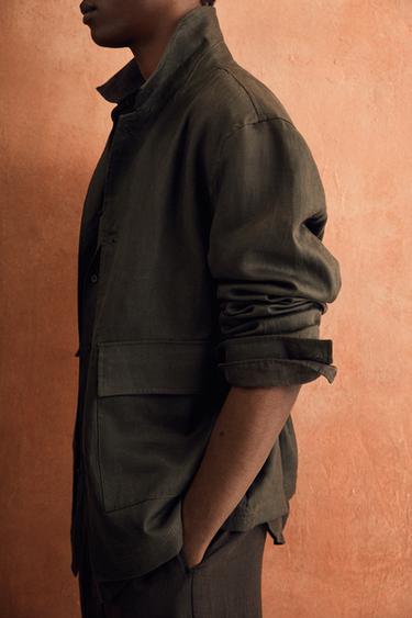 100% LINEN OVERSHIRT - Brown by Zara
