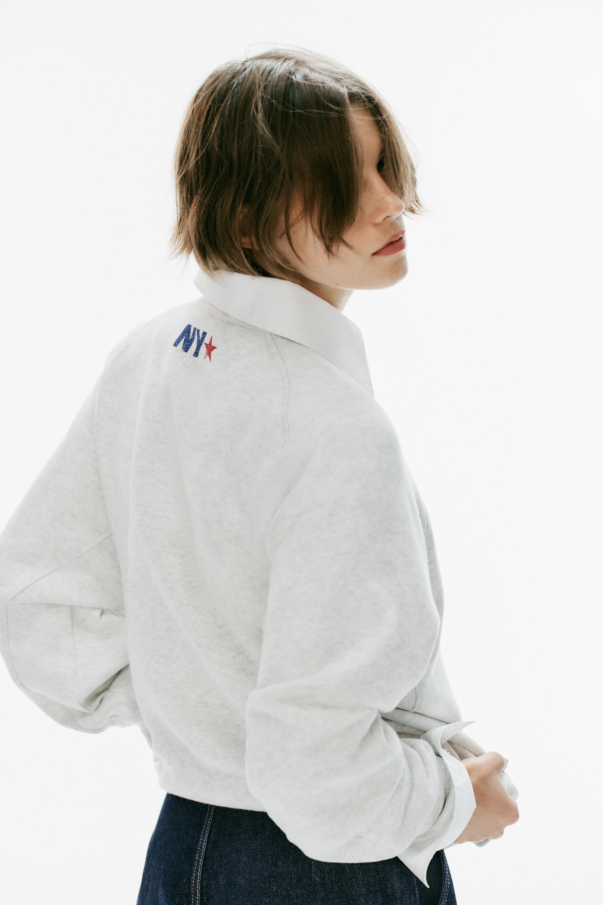 Женские худи Zara OVERSIZE TEXT SWEATSHIRT — фото 4