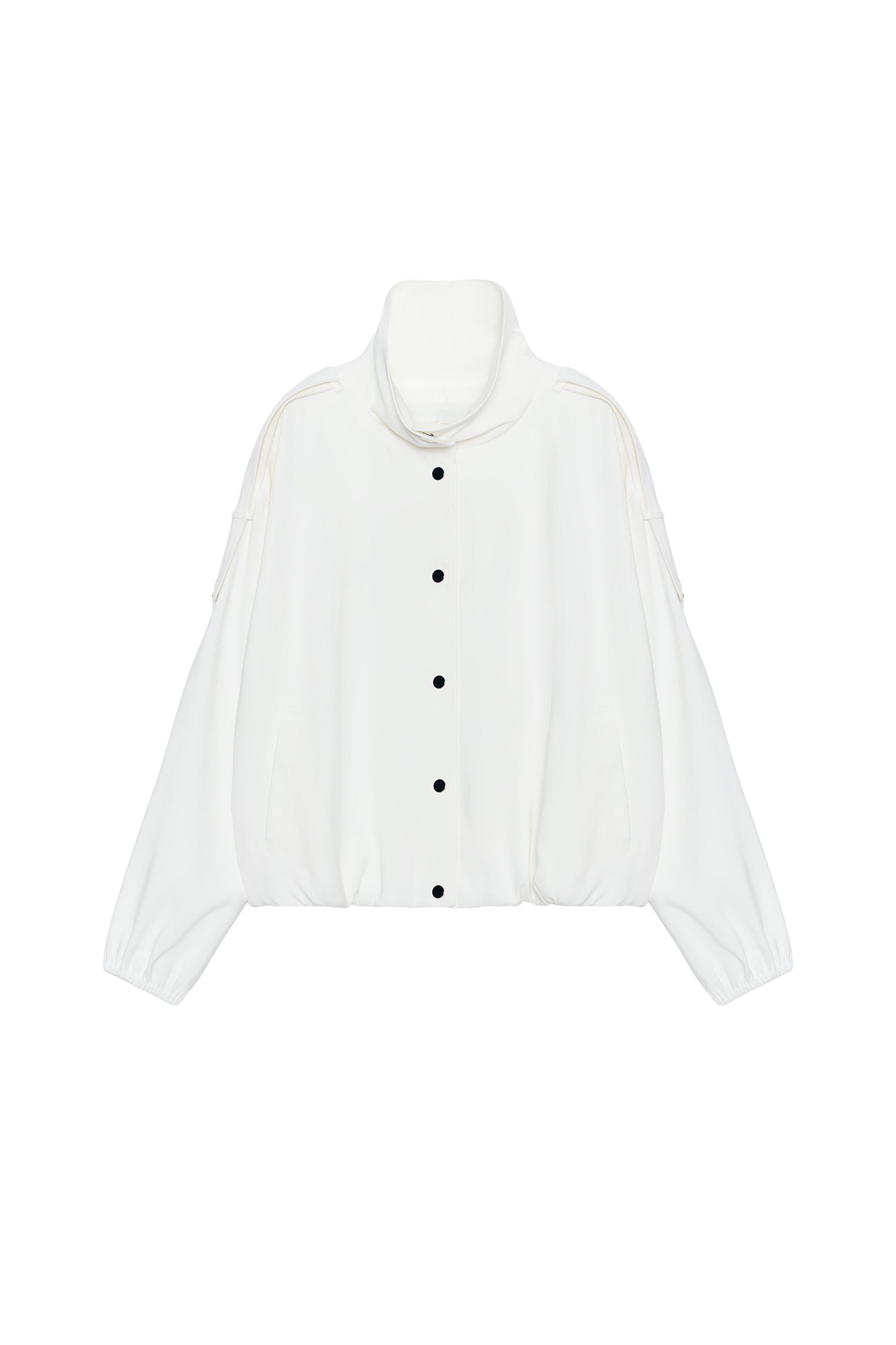 HIGH COLLAR BOMBER JACKET - Oyster-white | ZARA United States
