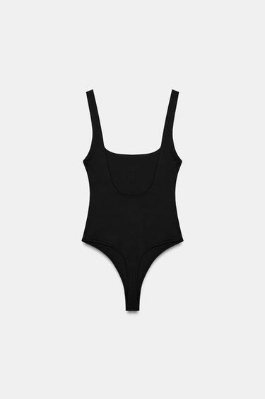 BODY ELÁSTICO ESCOTE CUADRADO - Negro de Zara