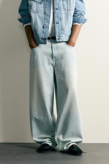 Zara BAGGY FIT JEANS - Light blue
