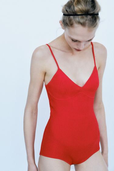 BODY PUNTO RIB - Rojo de Zara