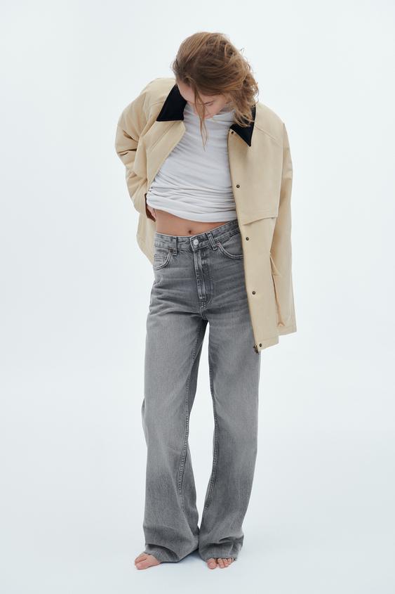 Zara womens Cutout Jeans 8 US 40 EU Pink High Rise Full Wide Leg 34 inch  inseam