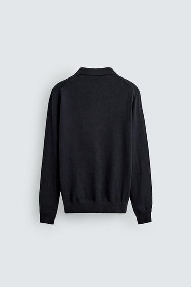 REGULAR FIT KNIT POLO SHIRT - Navy blue by Zara - Image 7