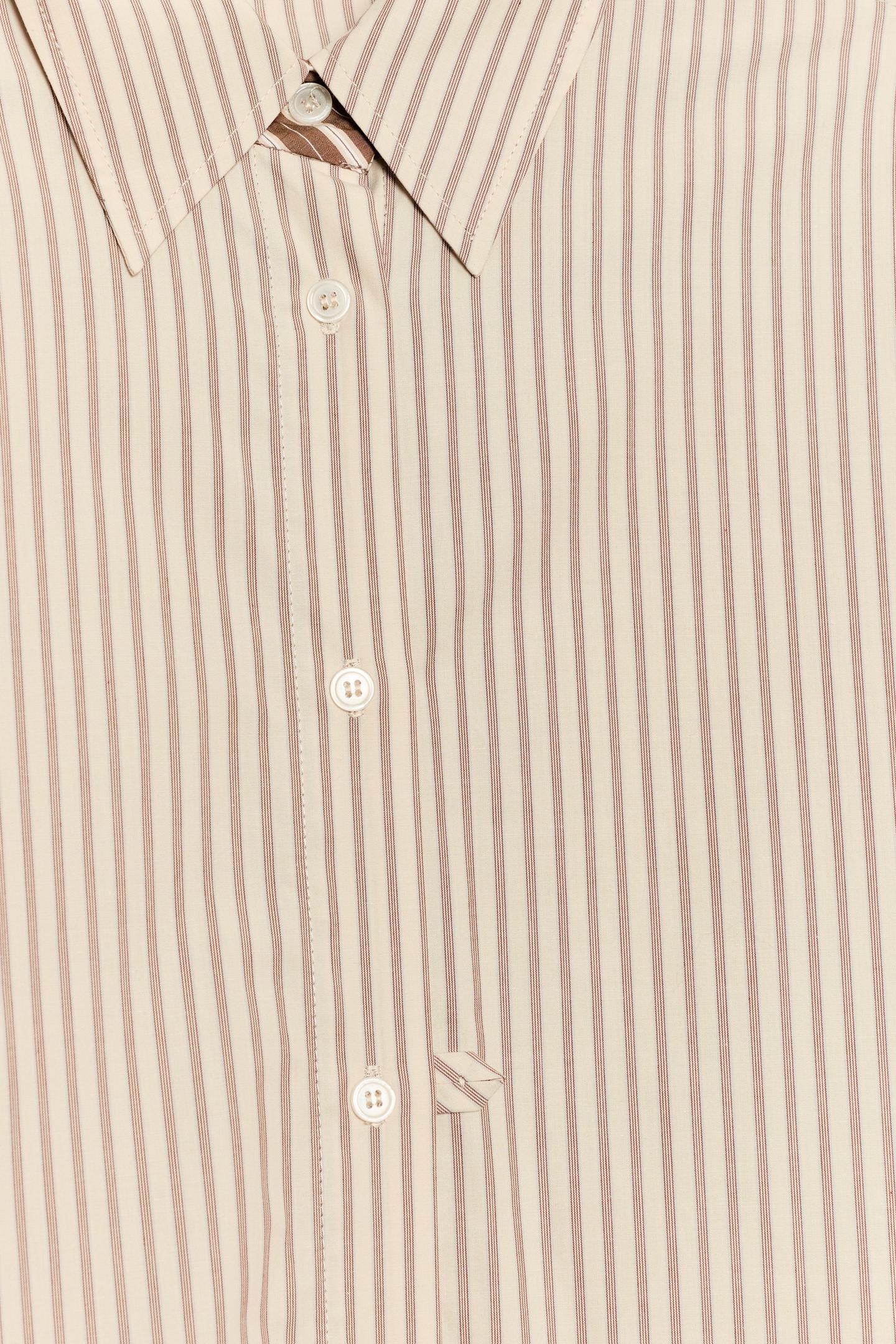 Женская рубашка Zara Oversized Striped Poplin, цвет: Бежевый — фото 8
