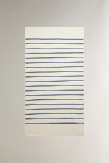 SERVIETTE DE PLAGE VELOUR FINES RAYURES - Bleu moyen de Zara - Image 0