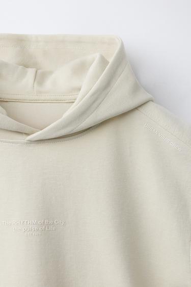 ENSEMBLE SWEAT À CAPUCHE ET BERMUDA INTERLOCK - Écru moyen de Zara - Image 5