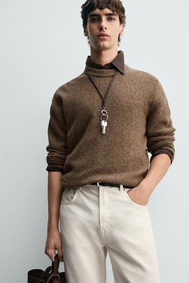 WOOL BLEND BUTTON-UP JUMPER - Brown by Zara - Image 4