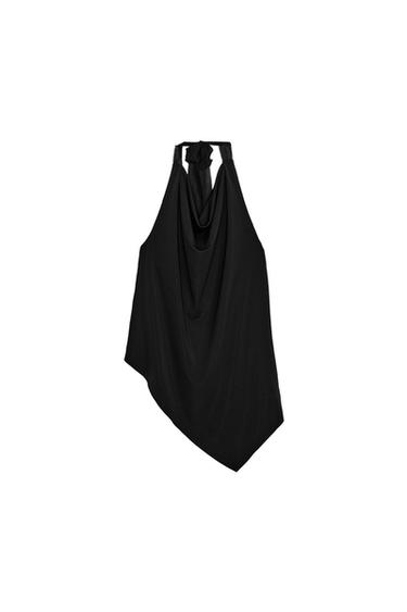 TOP مزموم من الكريب - أسود by Zara