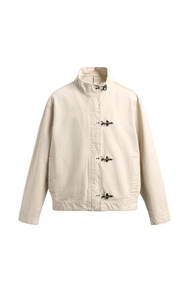 DENIM JACKET WITH FIREMAN CLASP - Ecru by Zara