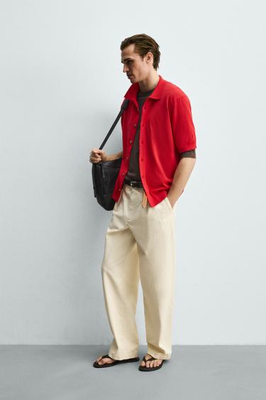 CHEMISE EN MAILLE DE COTON - Rouge de Zara - Image 3