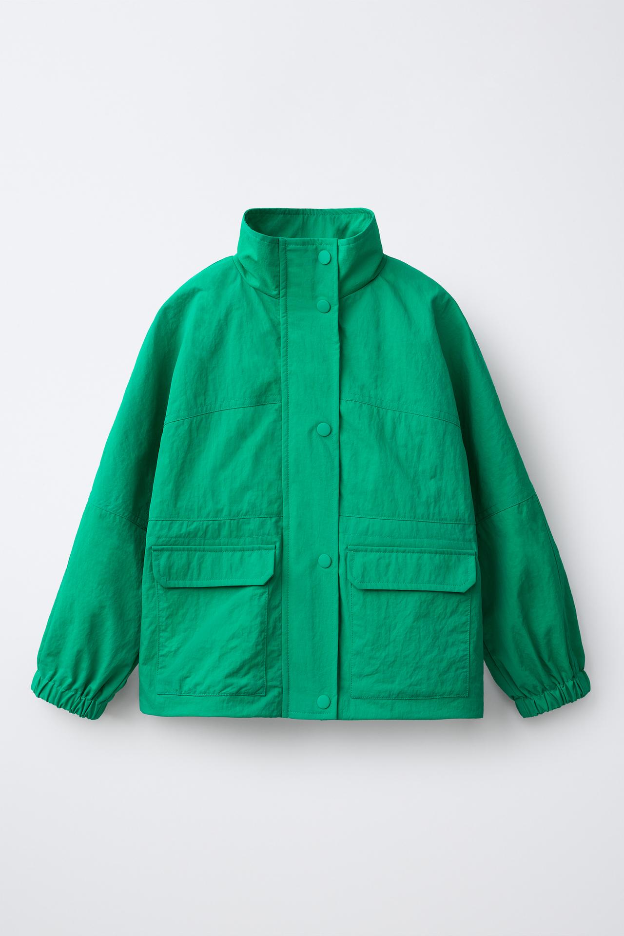 WATER REPELLENT GATHERED PARKA — Green