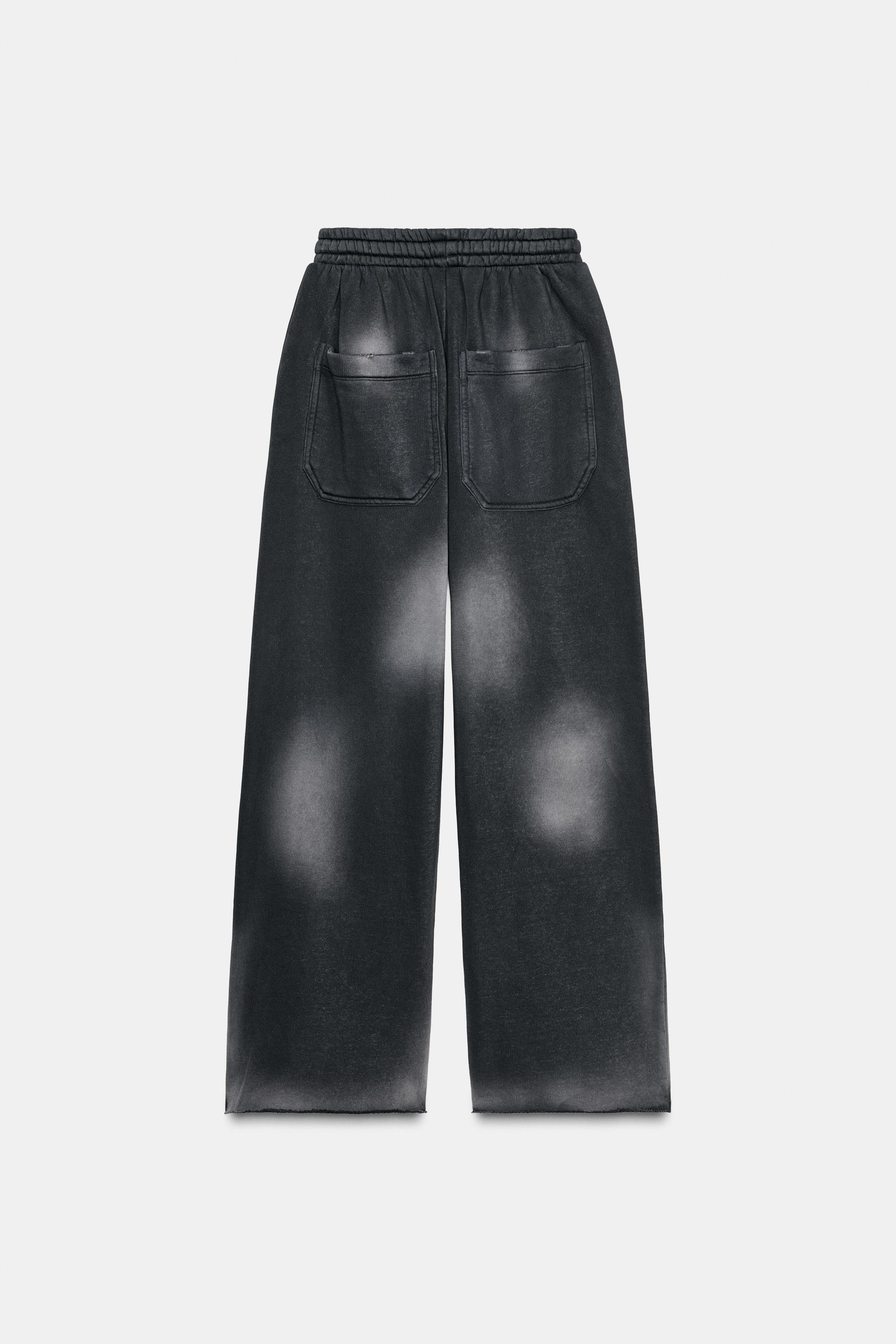 ウォッシュ加工ダメージスウェットパンツ - ブラック | ZARA Japan / 日本