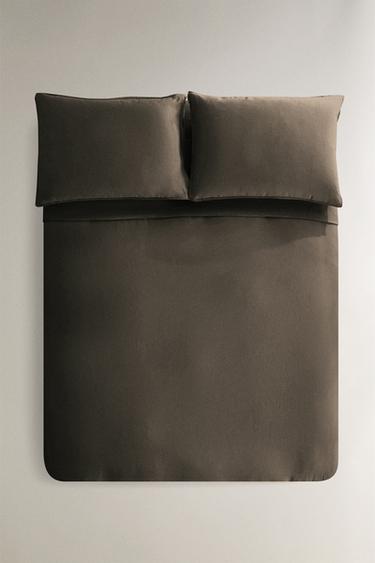 WASHED LINEN DUVET COVER (140 GXM²) - Brown / Taupe by Zara