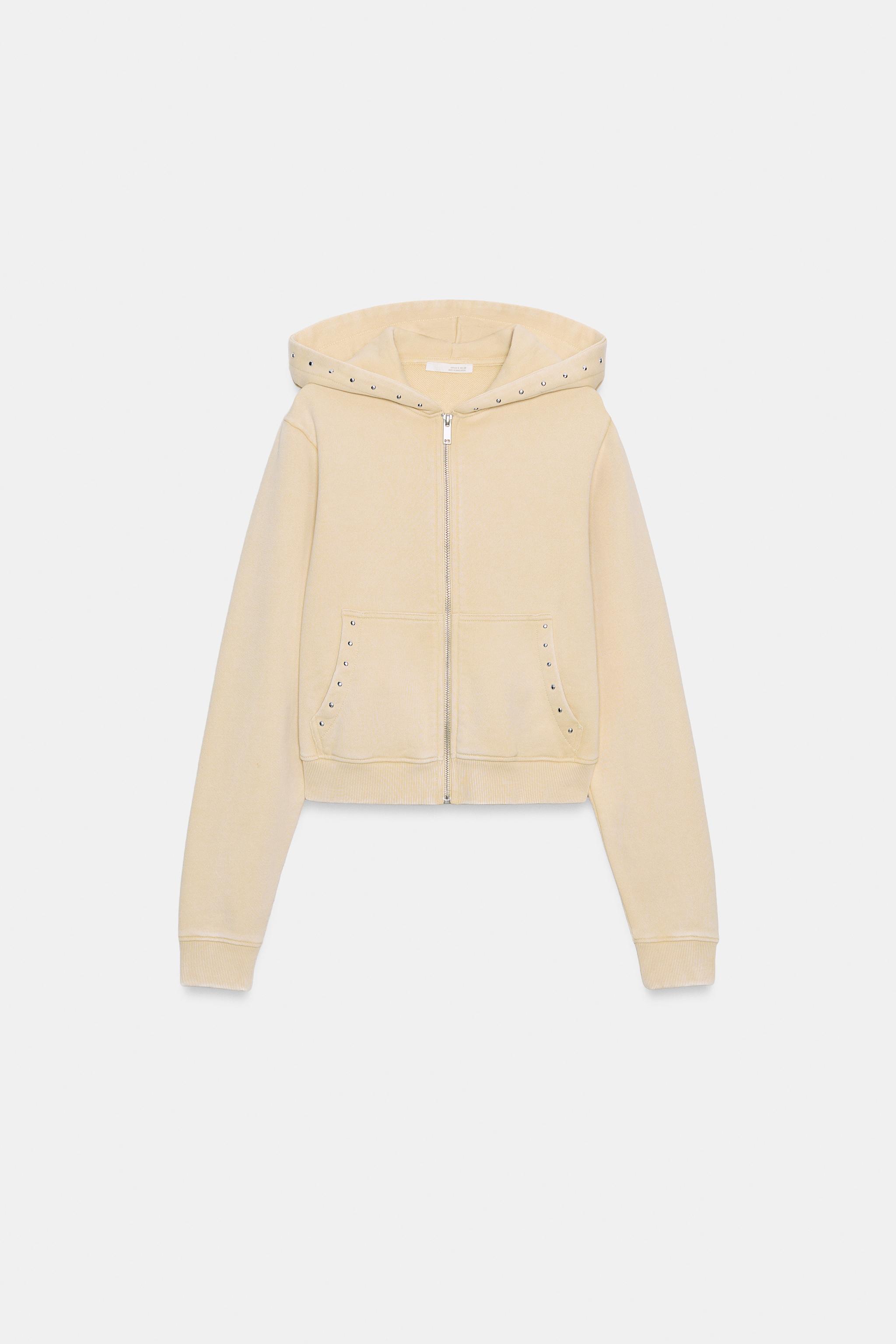 STUDDED HOODIE SWEATSHIRT - Butter | ZARA United States