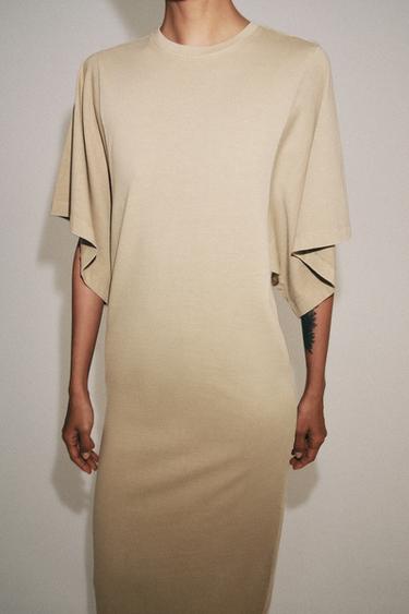 ROBE MIDI COTON - Camel moyen de Zara - Image 3