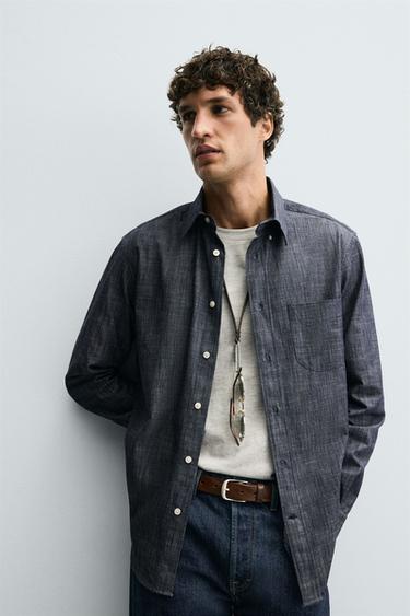 REGULAR FIT BUTTON-DOWN SHIRT - Dark indigo by Zara - Image 5