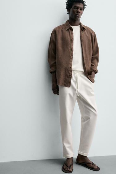 PANTALON STYLE JOGGING À TAILLE EASY CARE - Blanc cassé de Zara - Image 5