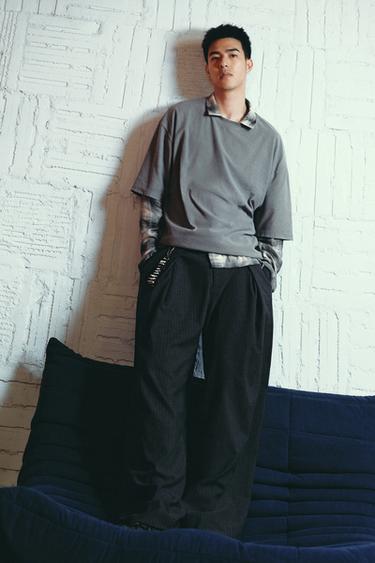 Zara 飄逸格紋襯衫 - 黑色 / 白色